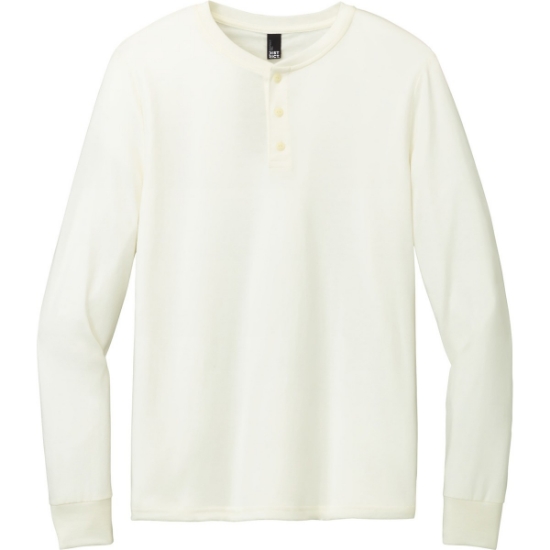 Custom District Perfect Tri Long Sleeve Henley Natural White