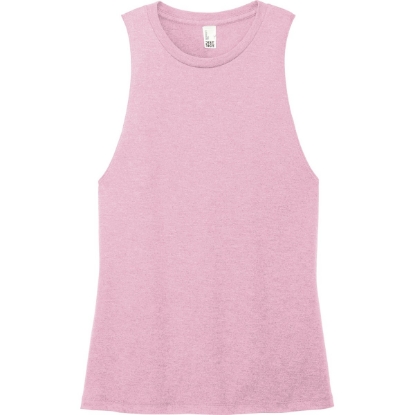 Custom District Womens Perfect Tri Muscle Tank Wisteria Heather Pink