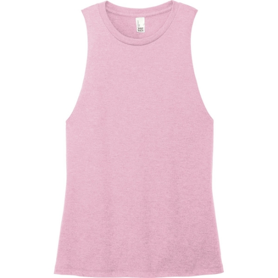 Custom District Womens Perfect Tri Muscle Tank Wisteria Heather Pink