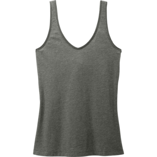 Custom District Womens Perfect Blend CVC V-Neck Tank Heathered Charcoal Gray