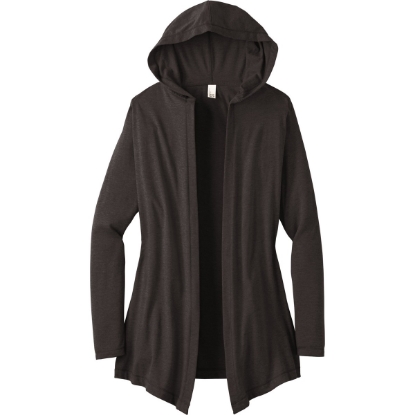Custom District Womens Perfect Tri Hooded Cardigan. Black Frost