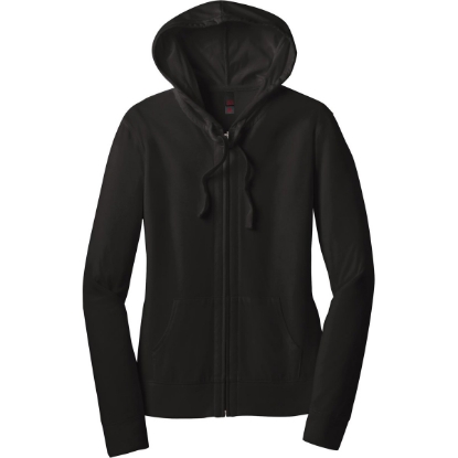 Custom District Womens Fitted Jersey Full-Zip Hoodie. Black