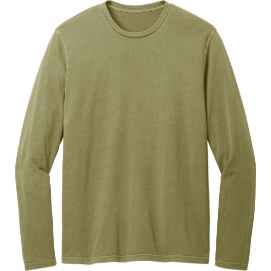 Custom District Wash Long Sleeve Tee Olive Drab Green