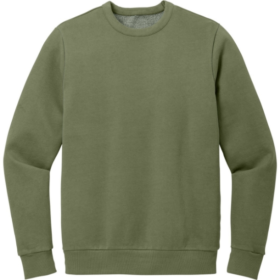 Custom District Wash Fleece Crew Olive Drab Green