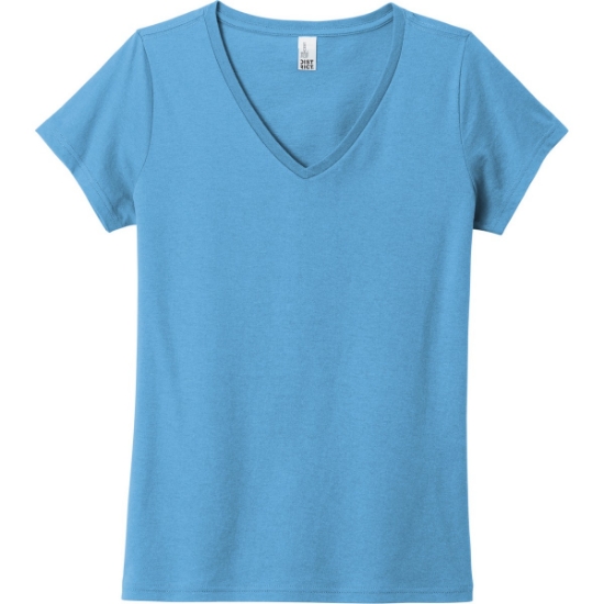 Custom District Womens The Concert Tee V-Neck Aquatic Blue