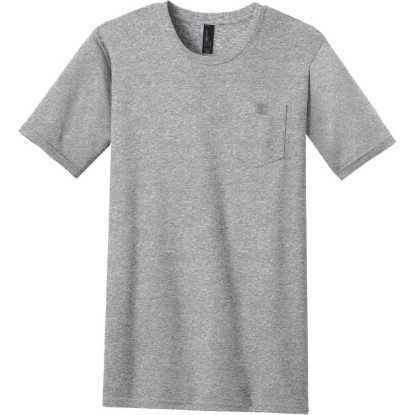 Custom District Very Important Tee with Pocket. Lt Hthr Grey
