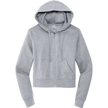 Custom District Womens V.I.T. Fleece Full-Zip Hoodie Light Heather Gray