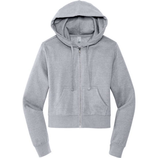 Custom District Womens V.I.T. Fleece Full-Zip Hoodie Light Heather Gray