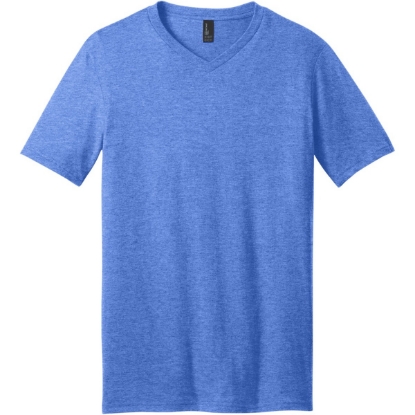 Custom District Very Important Tee V-Neck. Heathered Royal Blue