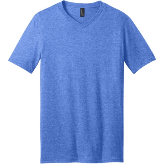 Custom District Very Important Tee V-Neck. Heathered Royal Blue