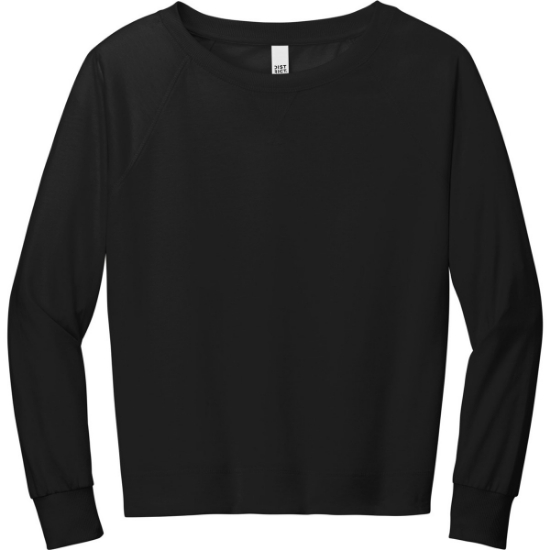 Custom District Womens Featherweight French Terry Long Sleeve Crewneck Black