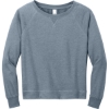 Custom District Womens Featherweight French Terry Long Sleeve Crewneck Flint Blue Heather