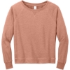 Custom District Womens Featherweight French Terry Long Sleeve Crewneck Nostalgia Rose Pink Heather