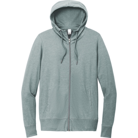 Custom District Womens Featherweight French Terry Full-Zip Hoodie Flint Blue Heather