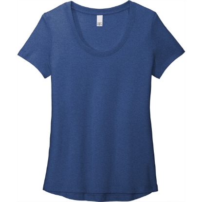 Custom District Womens Flex Scoop Neck Tee Heathered Deep Royal Blue