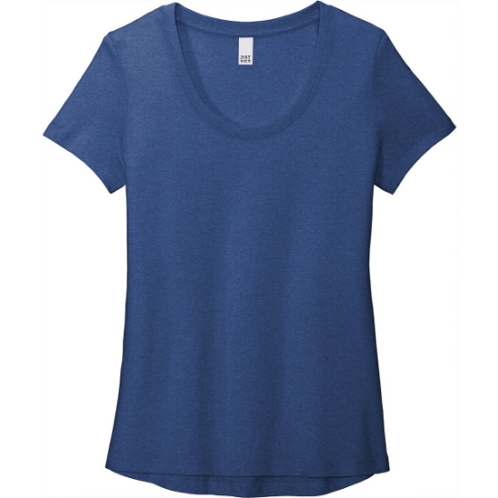 Custom District Womens Flex Scoop Neck Tee Heathered Deep Royal Blue