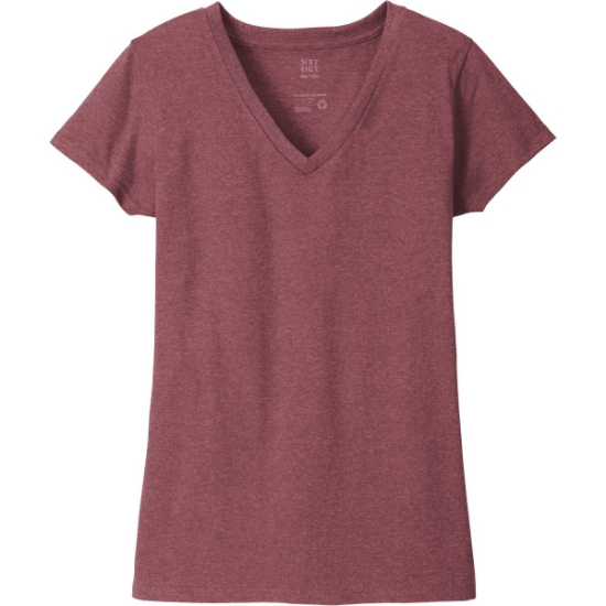 Custom District Womens Re-Tee V-Neck Maroon Heather Red