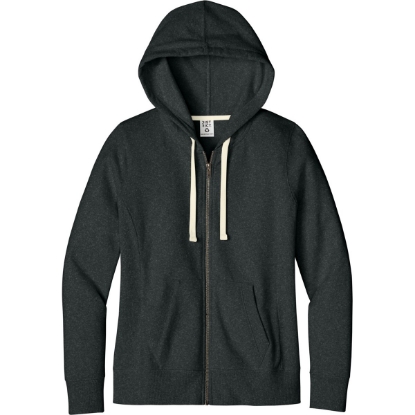 Custom District Womens Re-Fleece Full-Zip Hoodie Charcoal Heather Gray