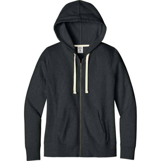 Custom District Womens Re-Fleece Full-Zip Hoodie Charcoal Heather Gray