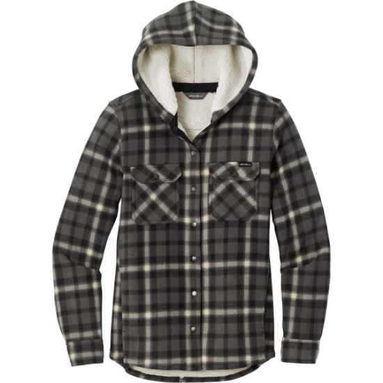 Custom Eddie Bauer Womens Woodland Shirt Jac Gray Steel/Bone White Plaid