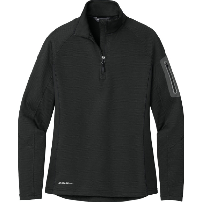 Custom Eddie Bauer Womens 1/2-Zip Performance Fleece. Black
