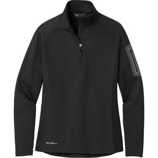 Custom Eddie Bauer Womens 1/2-Zip Performance Fleece. Black