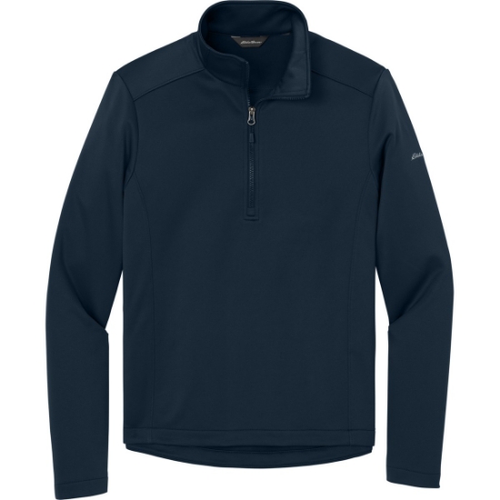 Custom Eddie Bauer Smooth Mid Layer Fleece 1/2-Zip River Blue Navy