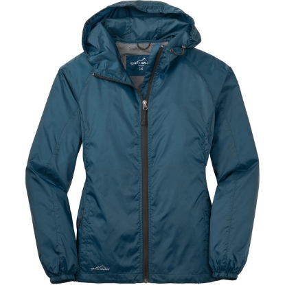 Custom Eddie Bauer Womens Packable Wind Jacket. Adriatic Blue