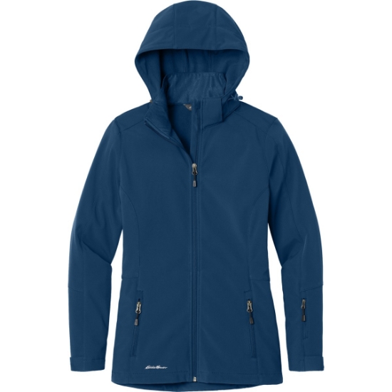 Custom Eddie Bauer Womens Hooded Soft Shell Parka. Admiral Blue