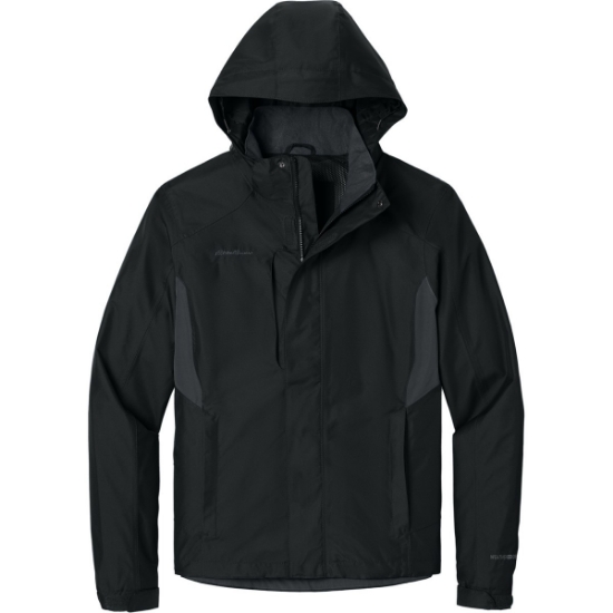 Custom Eddie Bauer Rain Jacket. Black/Gray Steel