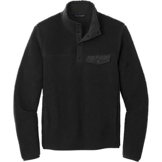 Custom Port Authority Camp Fleece Snap Pullover Deep Black