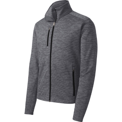Custom Port Authority Digi Stripe Fleece Jacket. Black Stripe