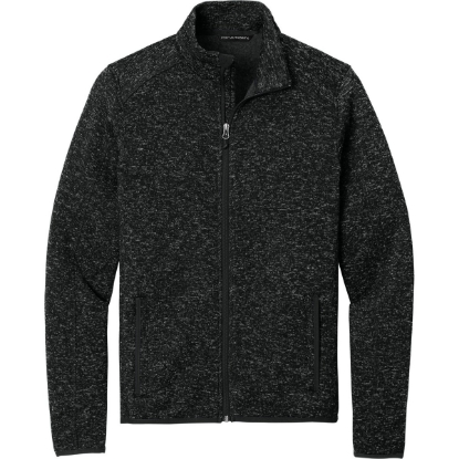 Custom Port Authority Sweater Fleece Jacket. Black Heather