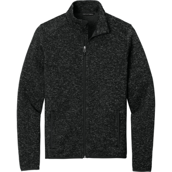 Custom Port Authority Sweater Fleece Jacket. Black Heather