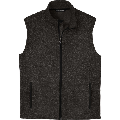 Custom Port Authority Sweater Fleece Vest Black Heather