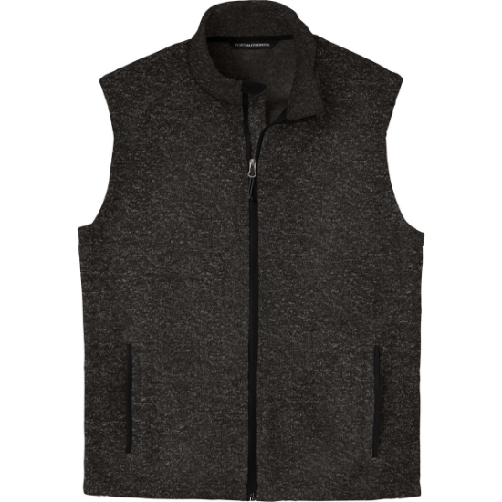 Custom Port Authority Sweater Fleece Vest Black Heather