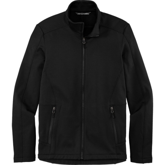 Custom Port Authority Grid Fleece Jacket. Deep Black