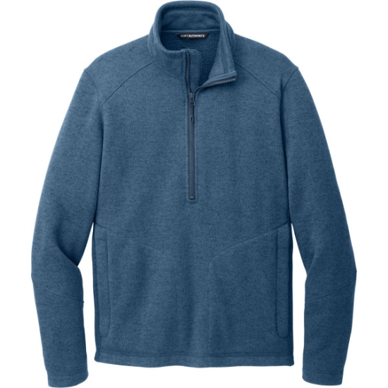 Custom Port Authority Arc Sweater Fleece 1/4-Zip Insignia Blue Heather