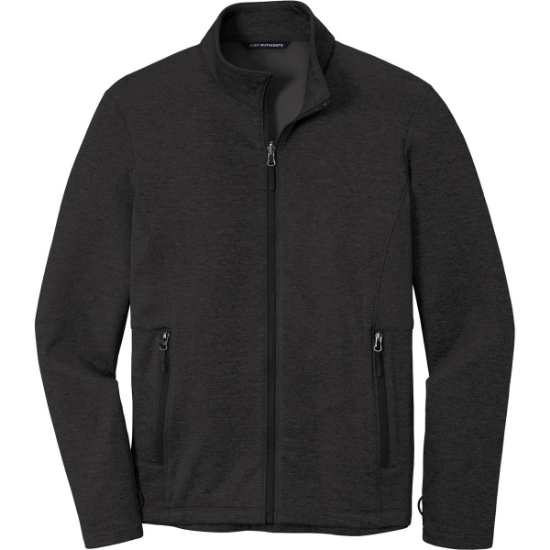 Custom Port Authority Collective Striated Fleece Jacket. Deep Black Heather