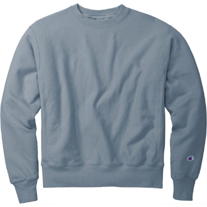 Custom Champion Reverse Weave Garment-Dyed Crewneck Sweatshirt. Saltwater Blue