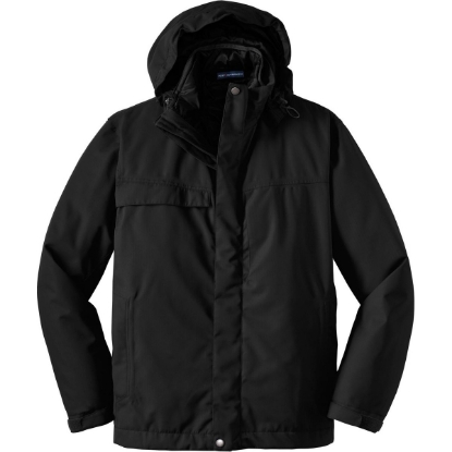 Custom Port Authority Herringbone 3-in-1 Parka. Black