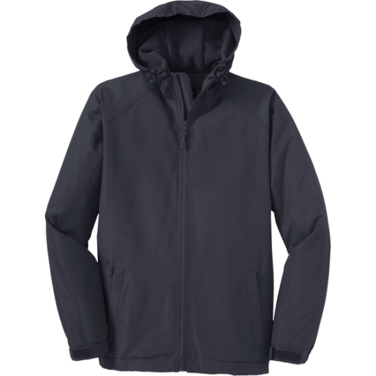 Custom Port Authority Hooded Charger Jacket. Batlshp Grey