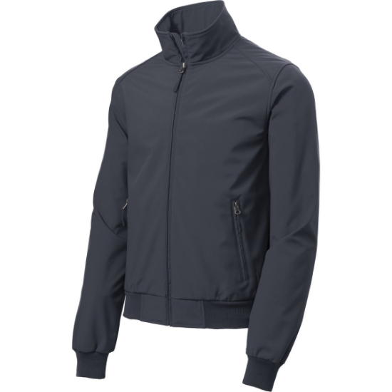 Custom Port Authority Soft Shell Bomber Jacket. Battleship Gray