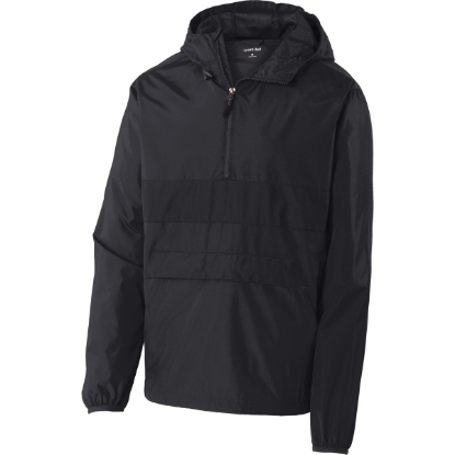 Custom Sport-Tek Zipped Pocket Anorak. Black/Black