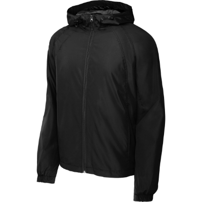 Custom Sport-Tek Hooded Raglan Jacket. Black