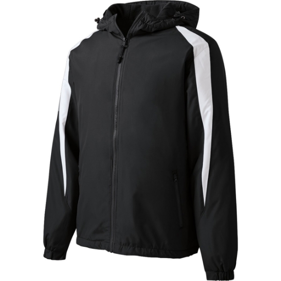 Custom Sport-Tek Fleece-Lined Colorblock Jacket. Black/White