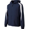 Custom Sport-Tek Fleece-Lined Colorblock Jacket. True Navy Blue/White