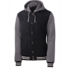 Custom Sport-Tek Insulated Letterman Jacket. Black/Vintage Heather Gray