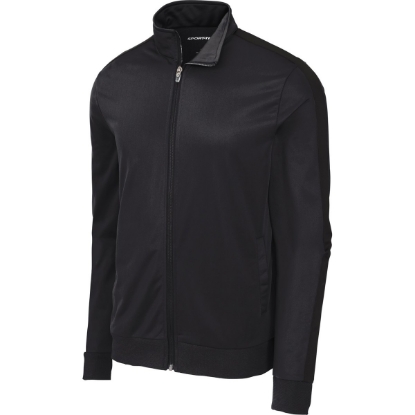 Custom Sport-Tek Tricot Sleeve Stripe Track Jacket. Black/Black
