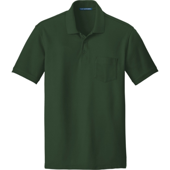 Custom Port Authority Core Classic Pique Pocket Polo. Deep For Green